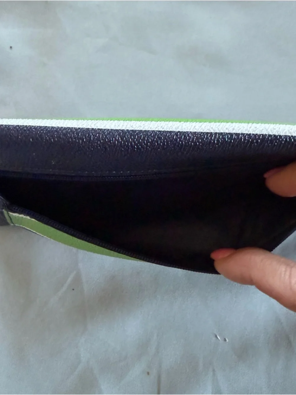 Vera Bradley Striped Lime Green and Navy Blue trifold Wallet Lucky Stripe - Picture 11 of 11